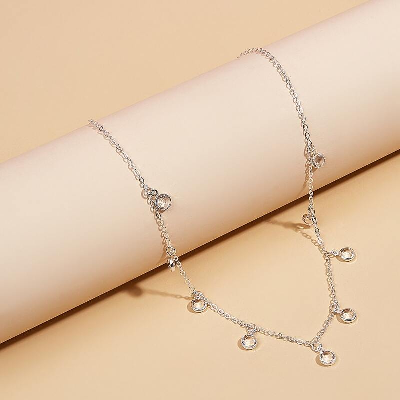 

Crystal Charm Necklace, Silver