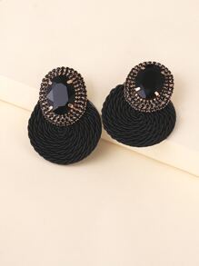 juran Hoa tai trang trí Rhinestone - màu đen - Xem 3