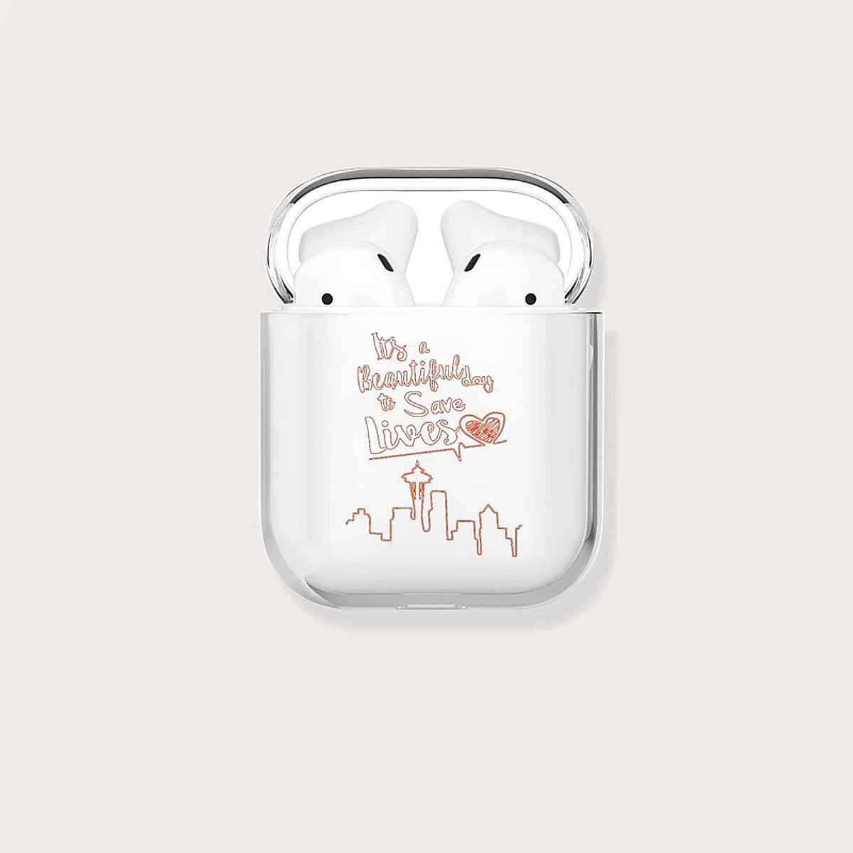 

Slogan Graphic Airpods Case, Clear