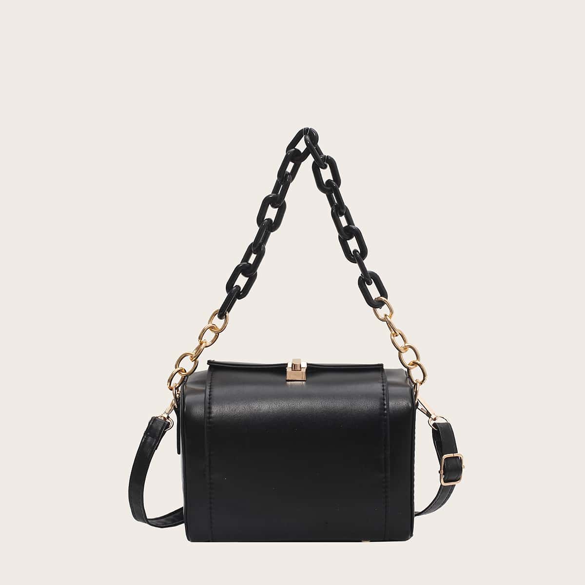 

Chunky Chain Box Bag, Black