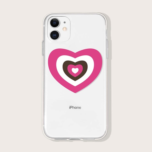 

Прозрачный чехол для iPhone с принтом сердца