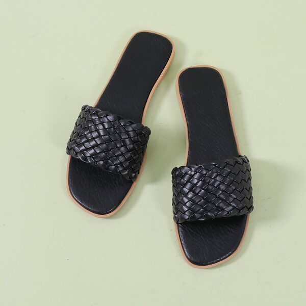 

Woven Slide Sandals, Black