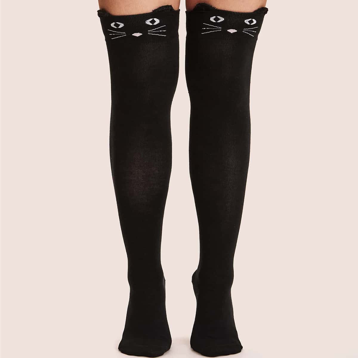 

Cartoon Over The Knee Socks, Black