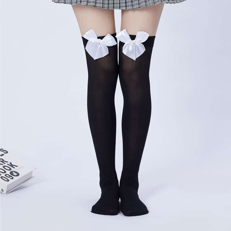 

Bow Over The Knee Socks, Black