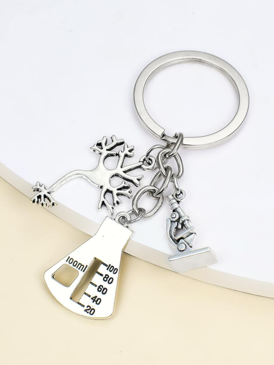 Móc khóa charm kính hiển vi - Bạc - Xem 1