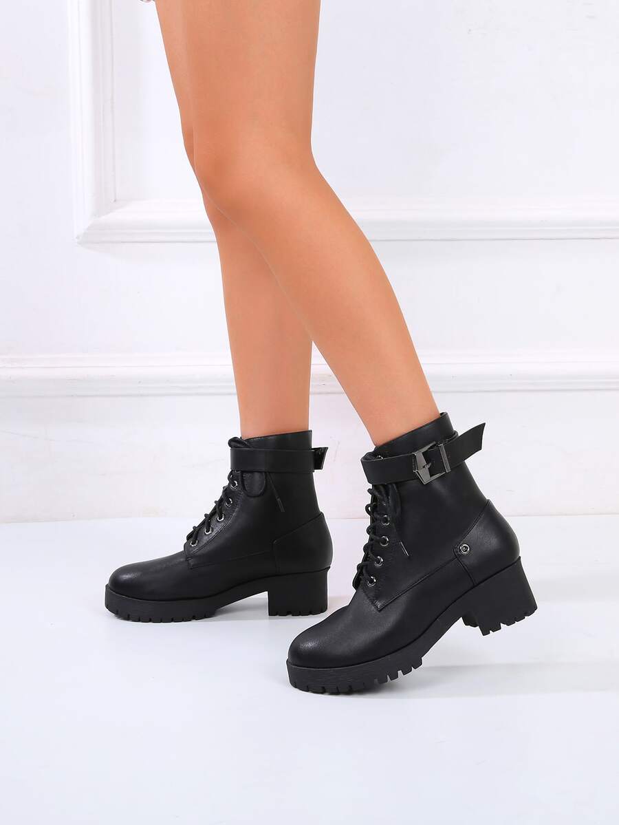 Buckle Design Combat Boots