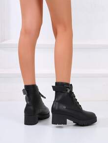 Buckle Design Combat Boots