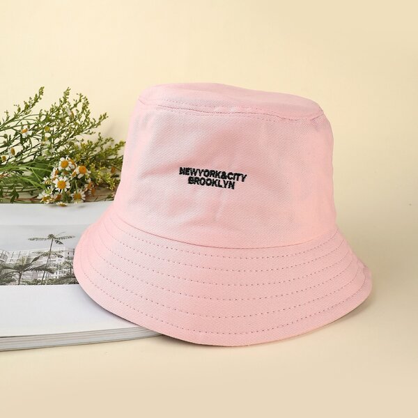 

Letter Embroidery Bucket Hat, Pink