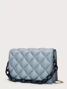 Bolso cartera guateado con cadena - Azul - Ver 1