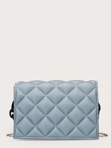 Bolso cartera guateado con cadena - Azul - Ver 2