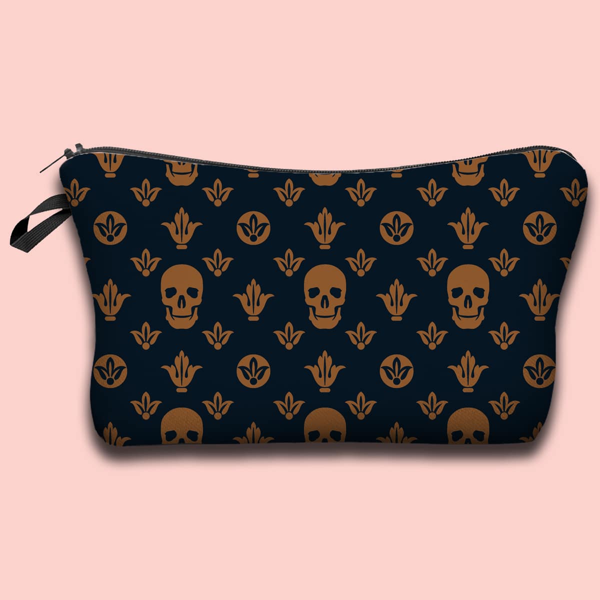 

Skull Pattern Makeup Bag, Black