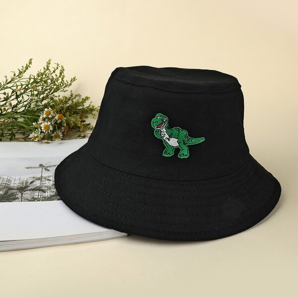 

Cartoon Embroidery Bucket Hat, Black