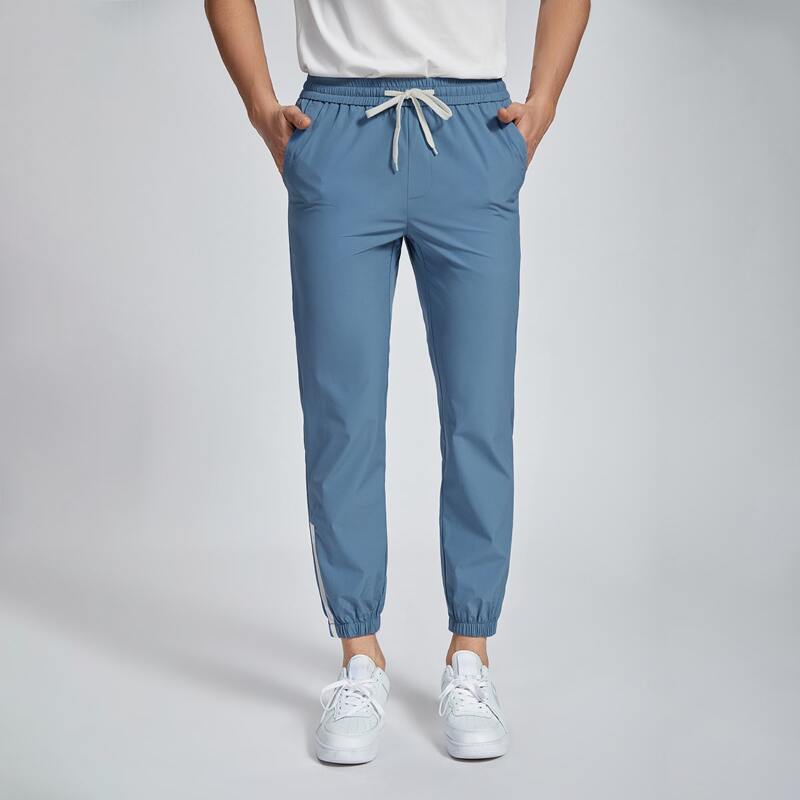 

Guys Contrast Panel Drawstring Pants, Blue