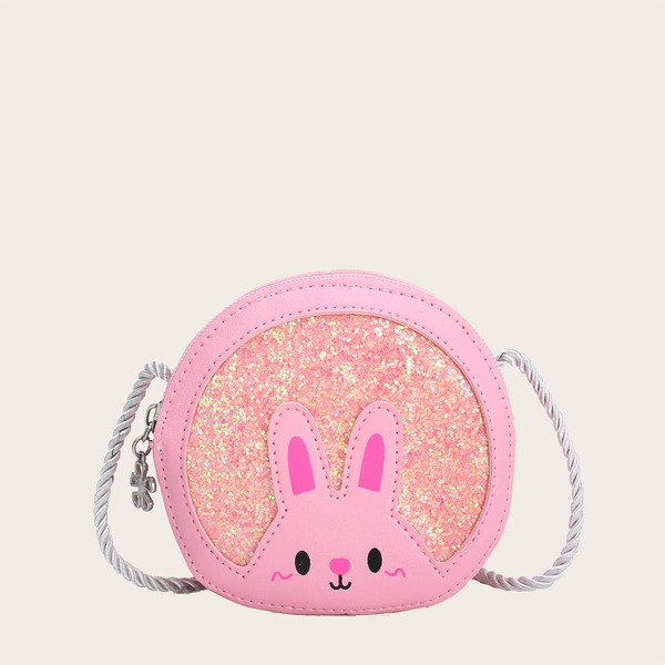

Girls Cartoon Design Glitter Crossbody Bag, Pink