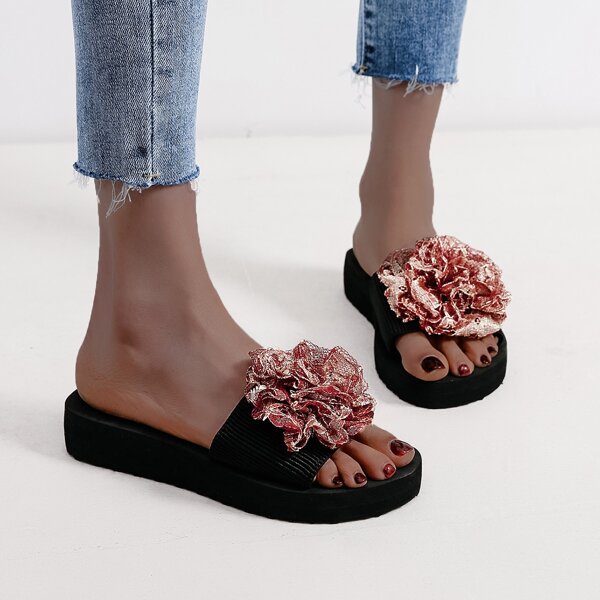 

Floral Decor Slides, Red