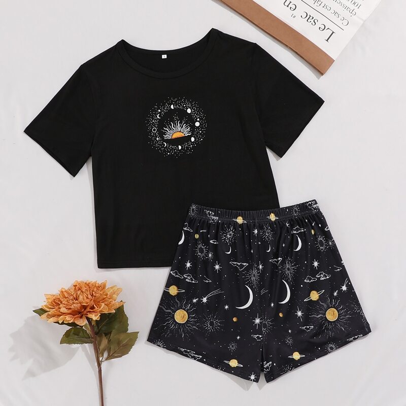 

Galaxy Print PJ Set, Black