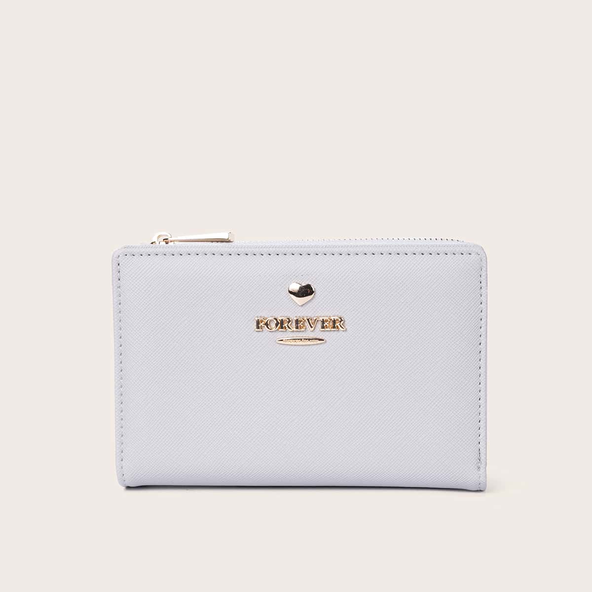 

Heart Zip Purse, Light grey