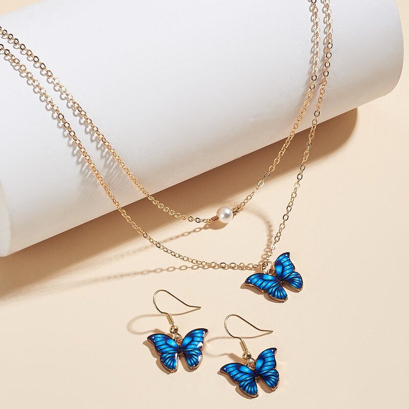 

3pcs Butterfly Jewelry Set, Blue
