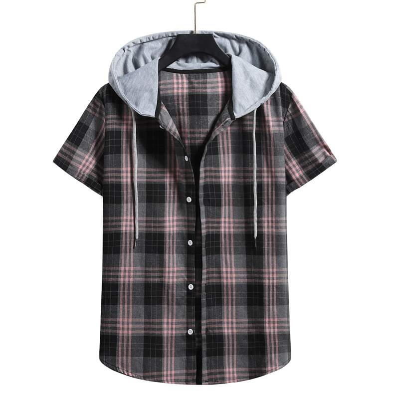 

Guys Plaid Button Front Drawstring Hooded Shirt, Multicolor