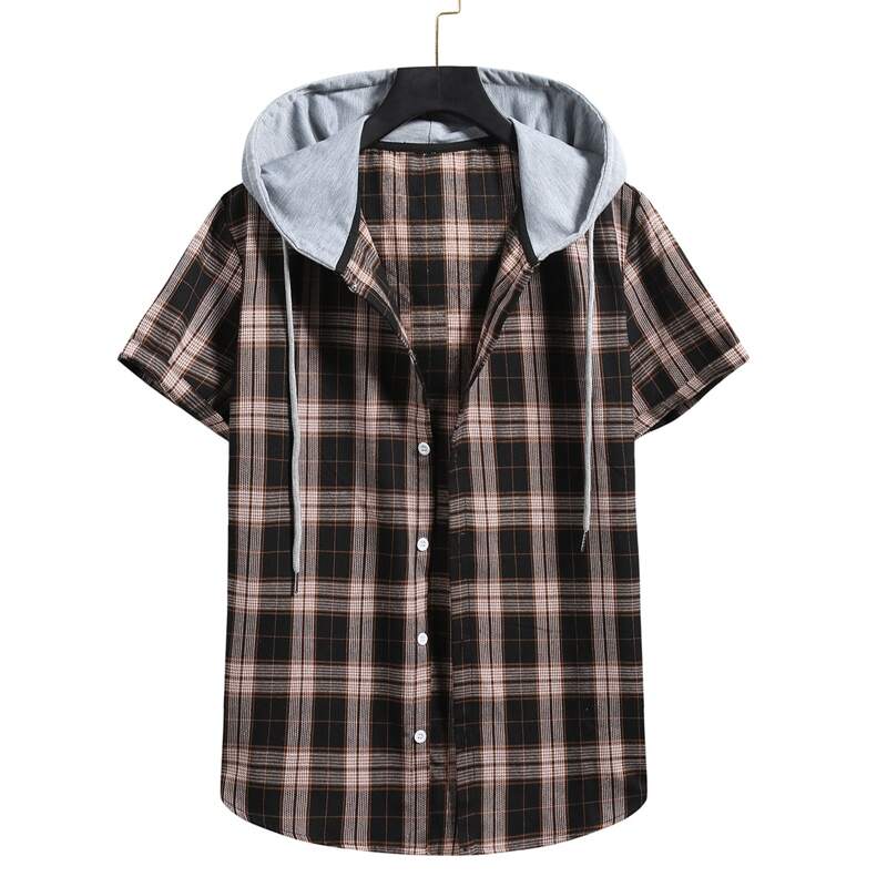 

Guys Plaid Button Front Drawstring Hooded Shirt, Multicolor