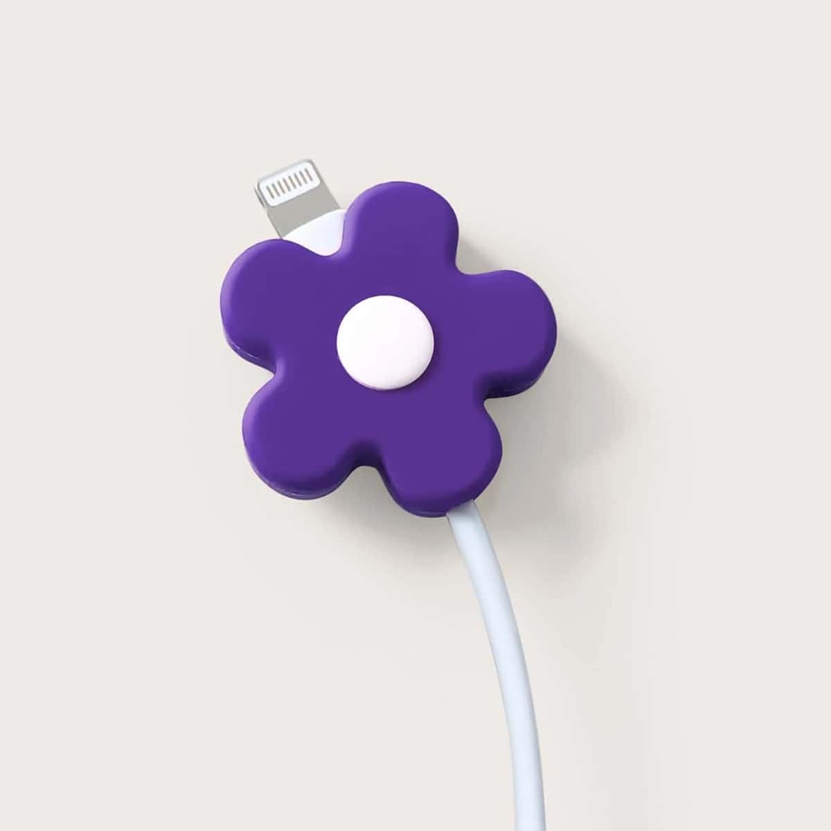 

1pc Floral Data Cable Protector, Purple