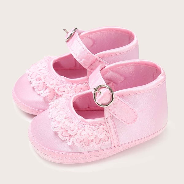

Baby Girl Lace Trim Decor Flats, Pink