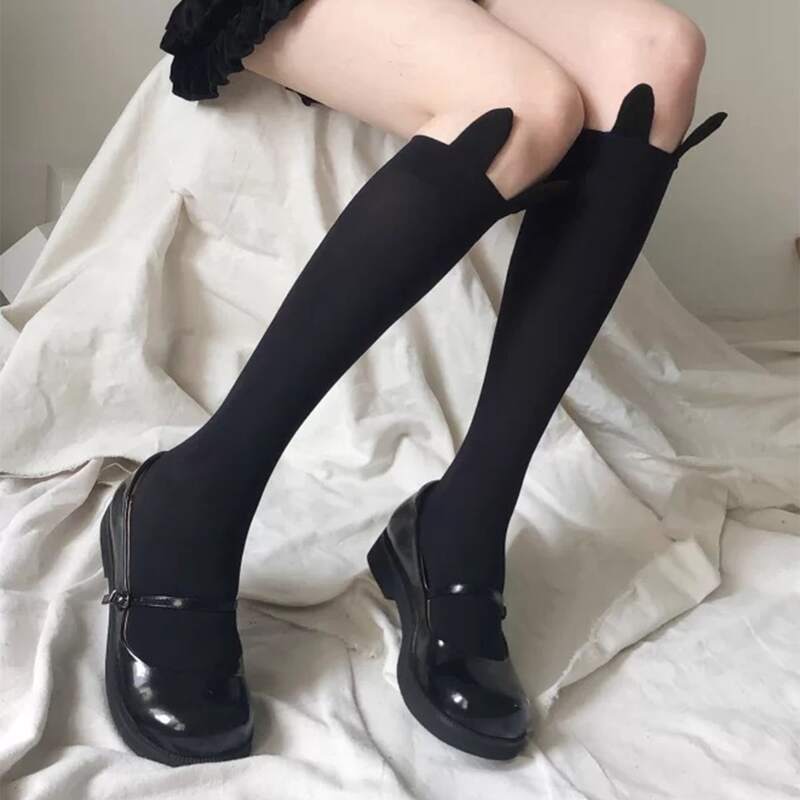 

Ears Over The Knee Socks, Black