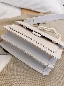 鏈條翻蓋手提包 - 米色 - 查看 6