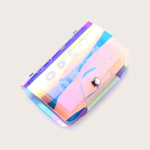 

Holographic Fruit Pattern Card Holder, Clear