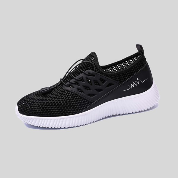 

Men Lace Up Decor Fishnet Sneakers, Black