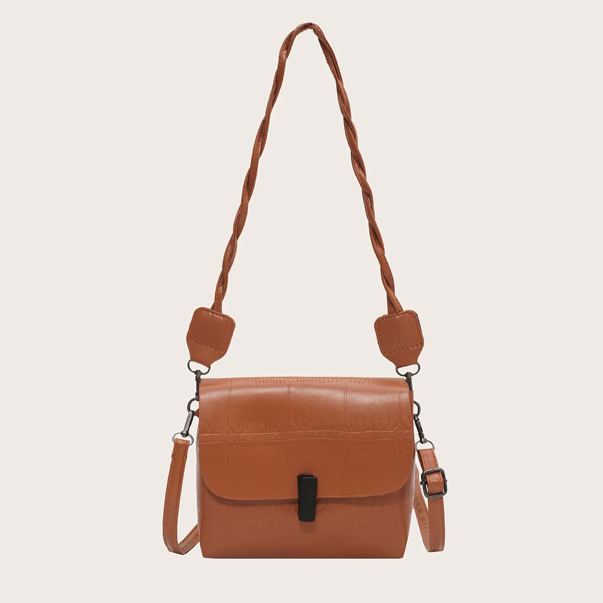 

Croc Embossed Shoulder Bag, Brown