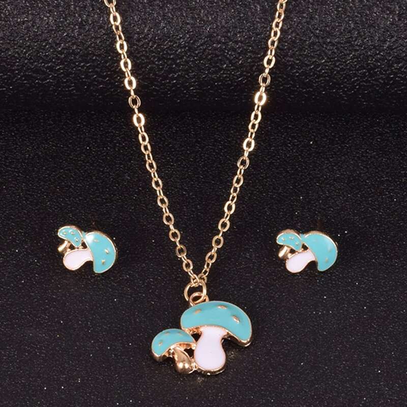 

3pcs Mushroom Jewelry Set, Baby blue