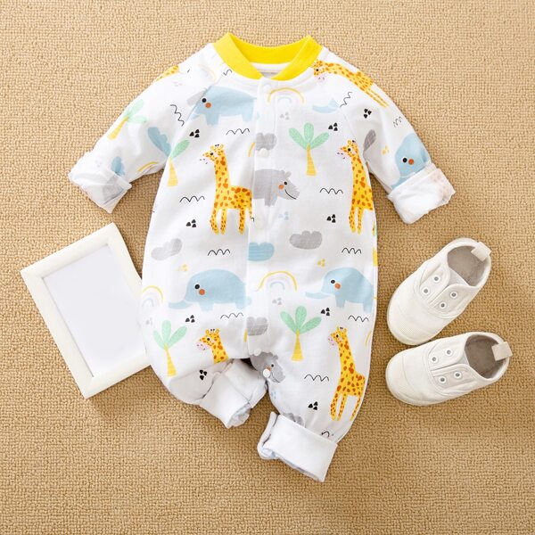 

Baby Unisex Cartoon Graphic Button Front Jumpsuit, Multicolor