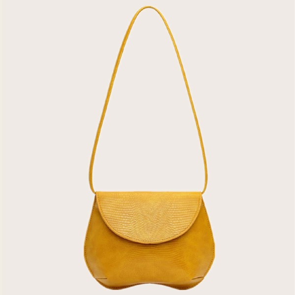 

Lizard Print Flap Shoulder Bag, Yellow