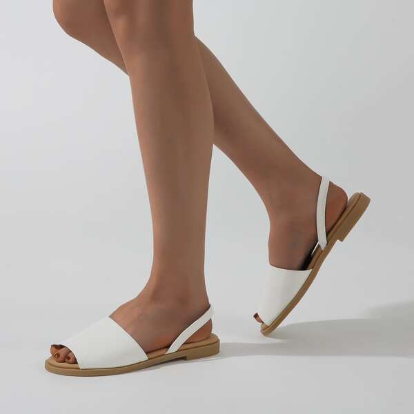 

Snakeskin Slingback Flats, White