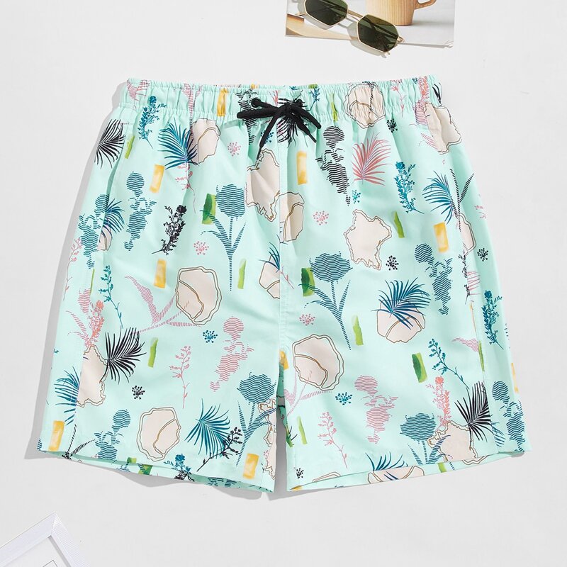 

Guys Floral Print Swim Trunks, Multicolor