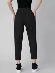 Mulvari Fold Pleated Detail Cropped Trousers - Black - View 2