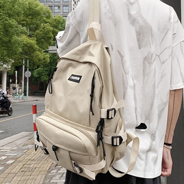 

Pocket Front Large Capacity Backpack, Khaki
