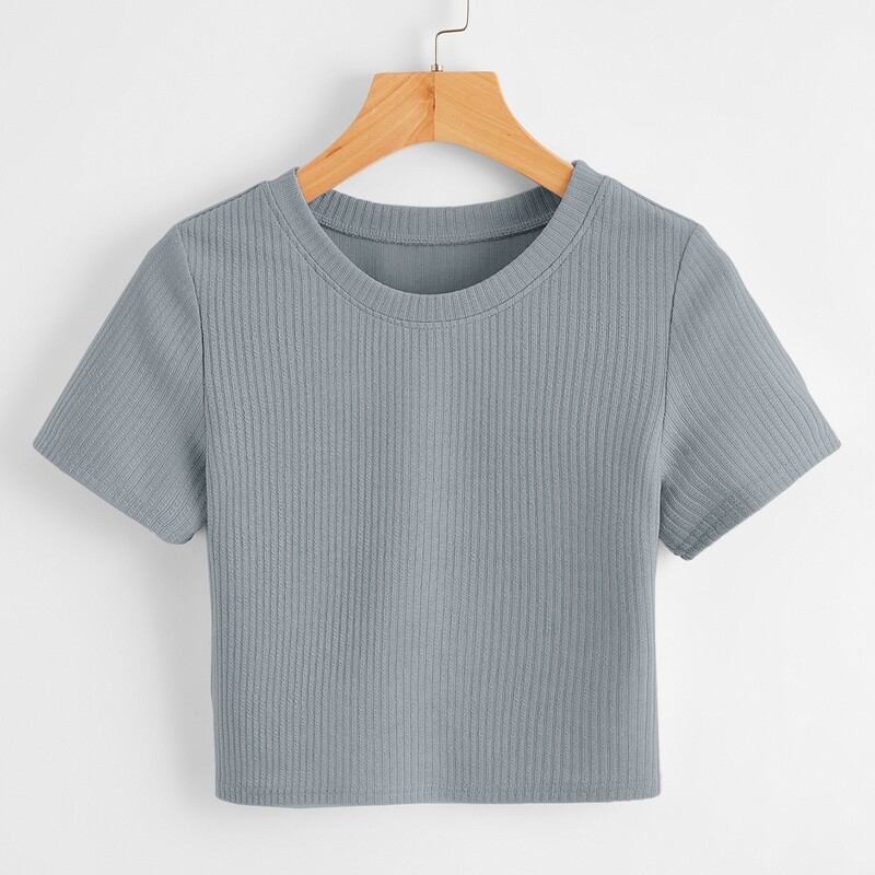 

Solid Crop Tee, Dusty blue