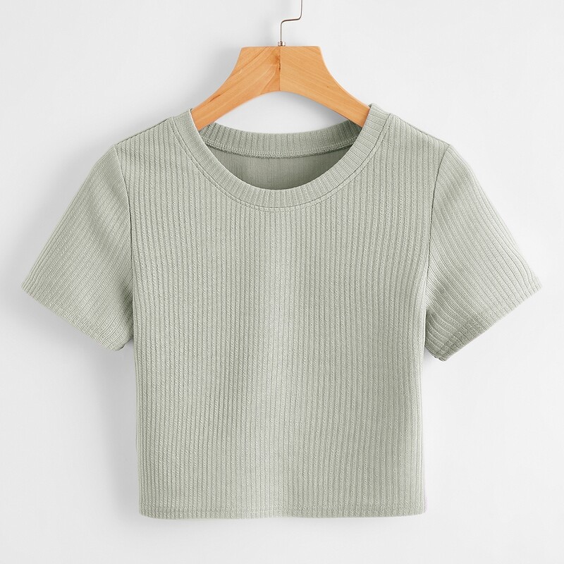 

Solid Crop Tee, Mint green