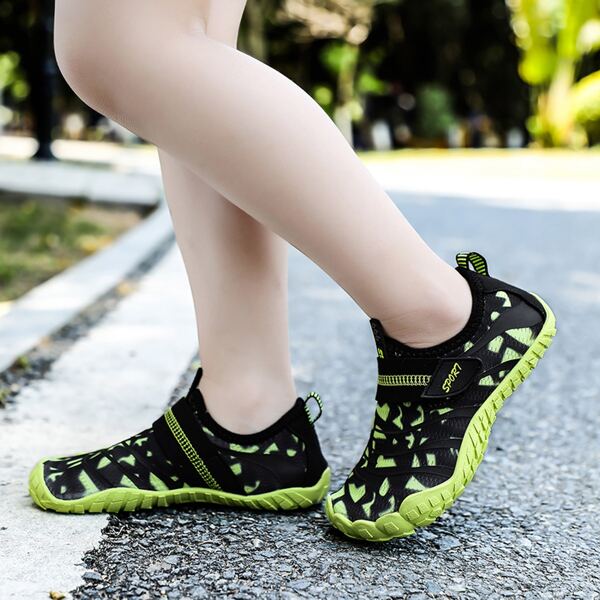 

Boys Allover Graphic Velcro Strap Water Shoes, Green