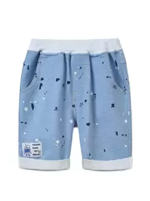 YINGZIFANG Toddler Boys Roll Hem Patched Shorts