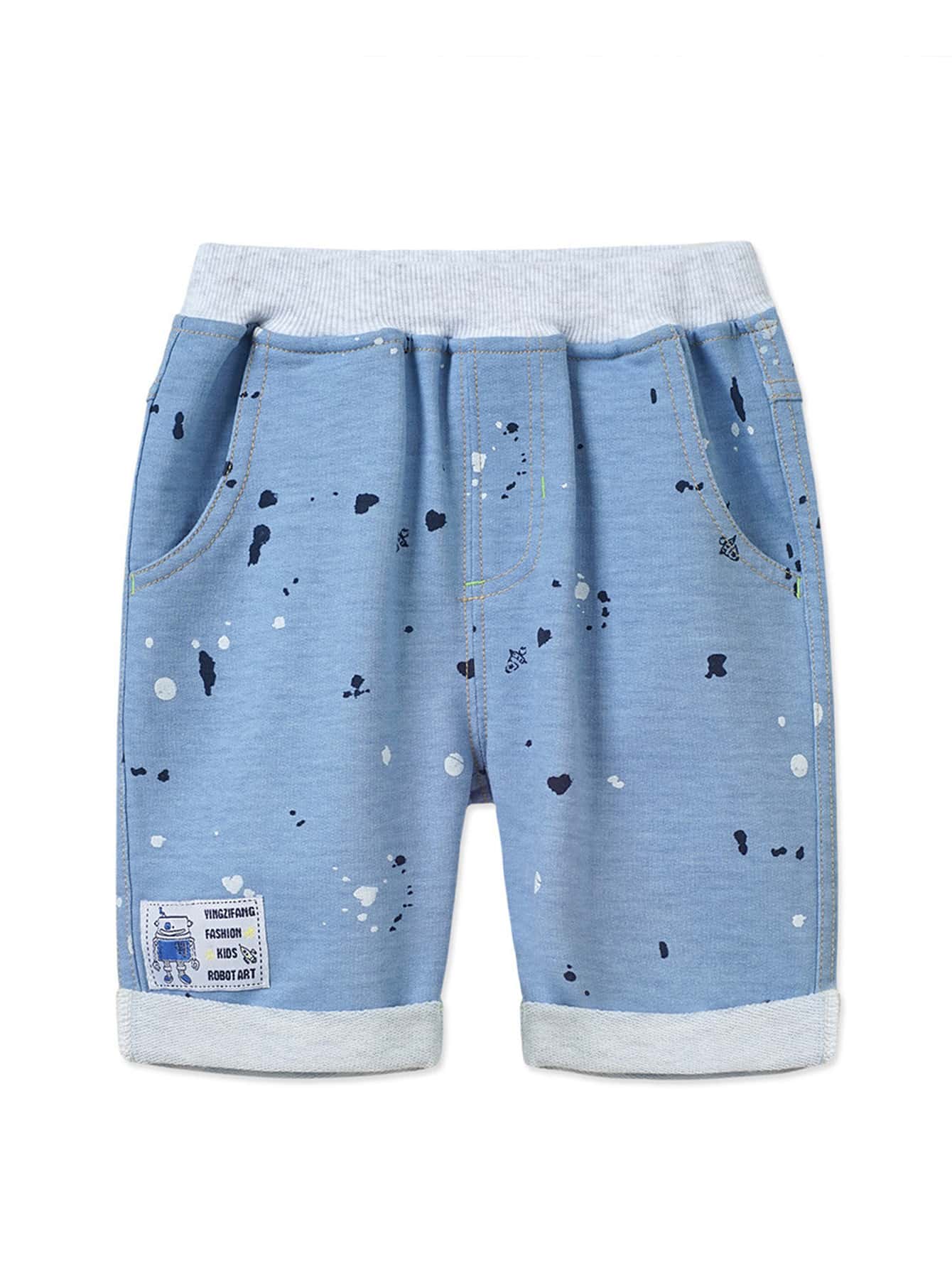 YINGZIFANG Toddler Boys Roll Hem Patched Shorts