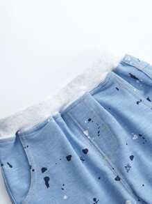 YINGZIFANG Toddler Boys Roll Hem Patched Shorts