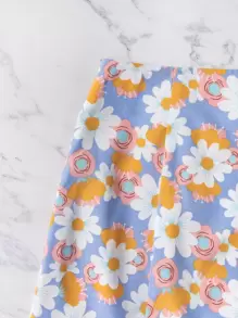 SHEIN Unity 花卉開衩下擺拉鏈半身裙 - 彩色 - 查看 3