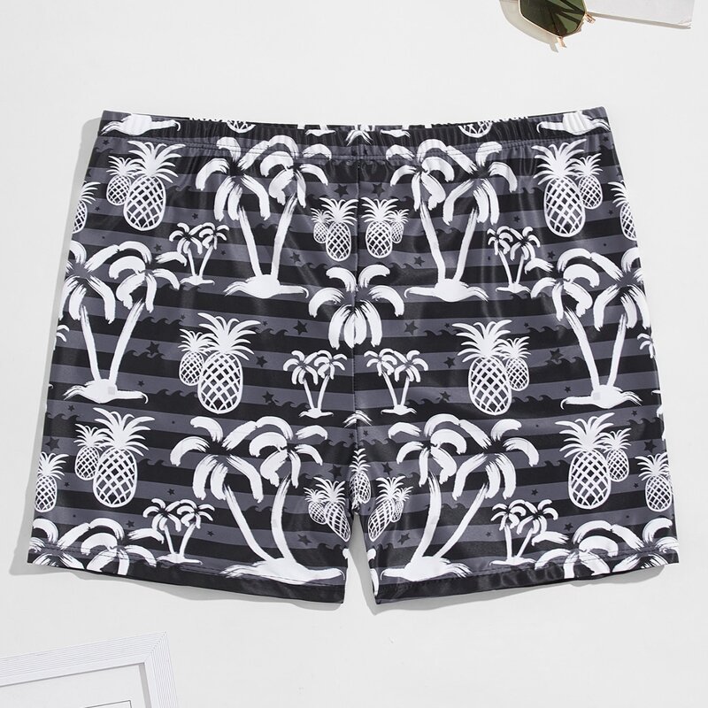 

Guys Tropical And Pineapple Print Square Leg Swim Trunks, Multicolor