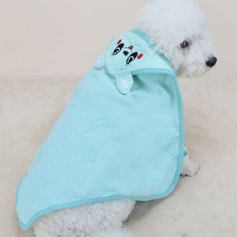 

1pc Cartoon Design Pet Bath Towel, Baby blue