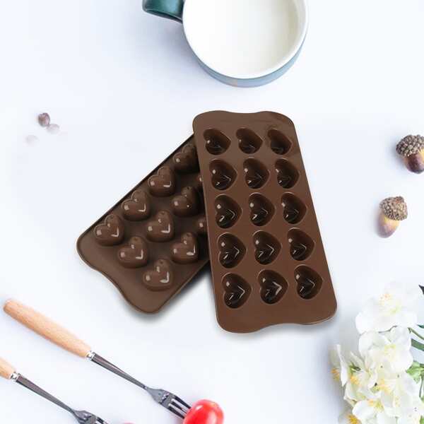 

1pc Heart Pattern Silicone Mold, Coffee brown