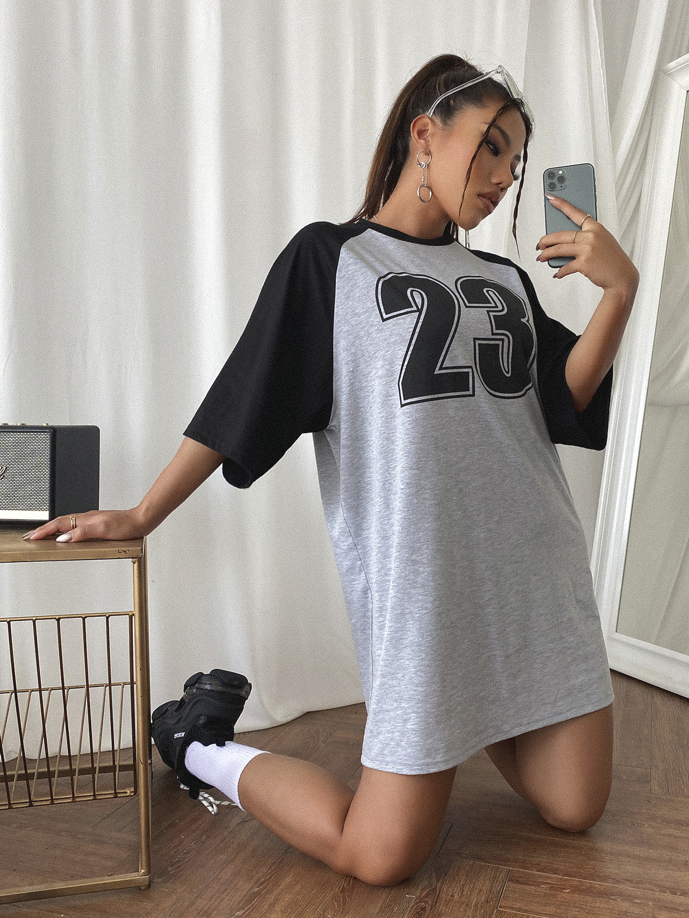 Vestido estilo camiseta béisbol con estampado de número | Mode de Mujer |  SHEIN España