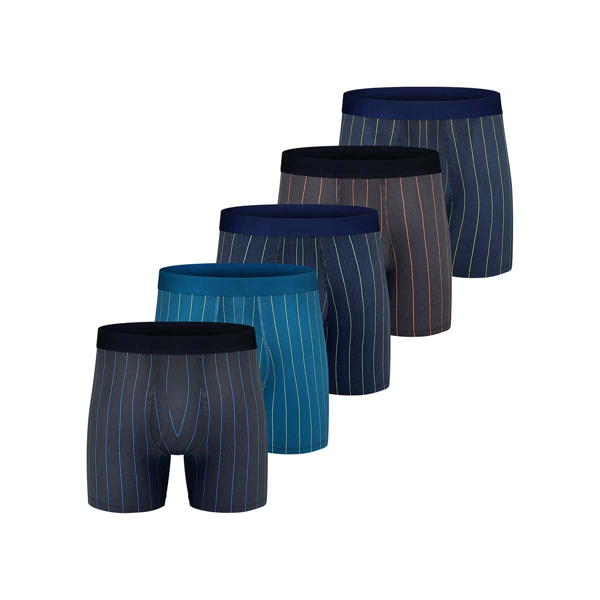 

Guys 5pcs Striped Boxer Brief, Multicolor